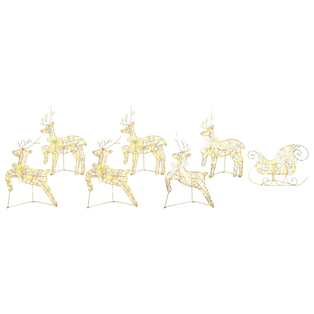 LED Deer with 40 LEDs 7 Pcs Gold PET
