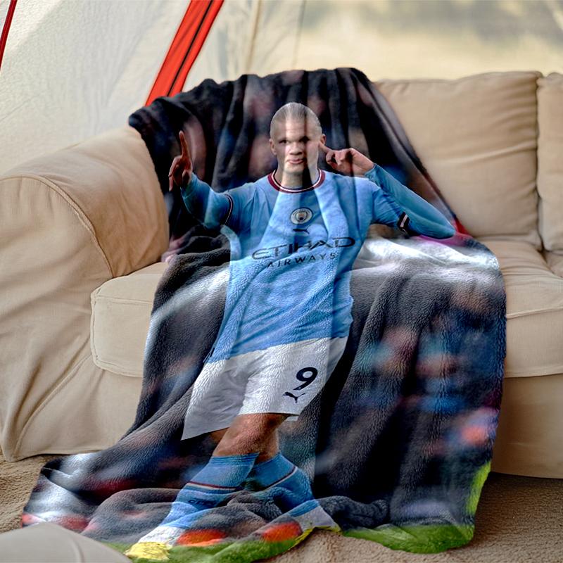 1 Stück Erling Haaland Decke, Home Bedruckte Überwurfdecke - Weiche Decke Geschenk für Familie, Waschbare Sofa Bettdecke