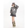 Grey Puppy Pullover Hooded Knitwear Women's Autumn New Thickened Retro Lazy Style Loose Sweater