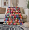 1 Stück Bequeme Flanell Exquisite Vintage Bunte Patchwork 2D Bedruckte Decke Heimdeko Hochauflösende Digitale Überwurfdecke