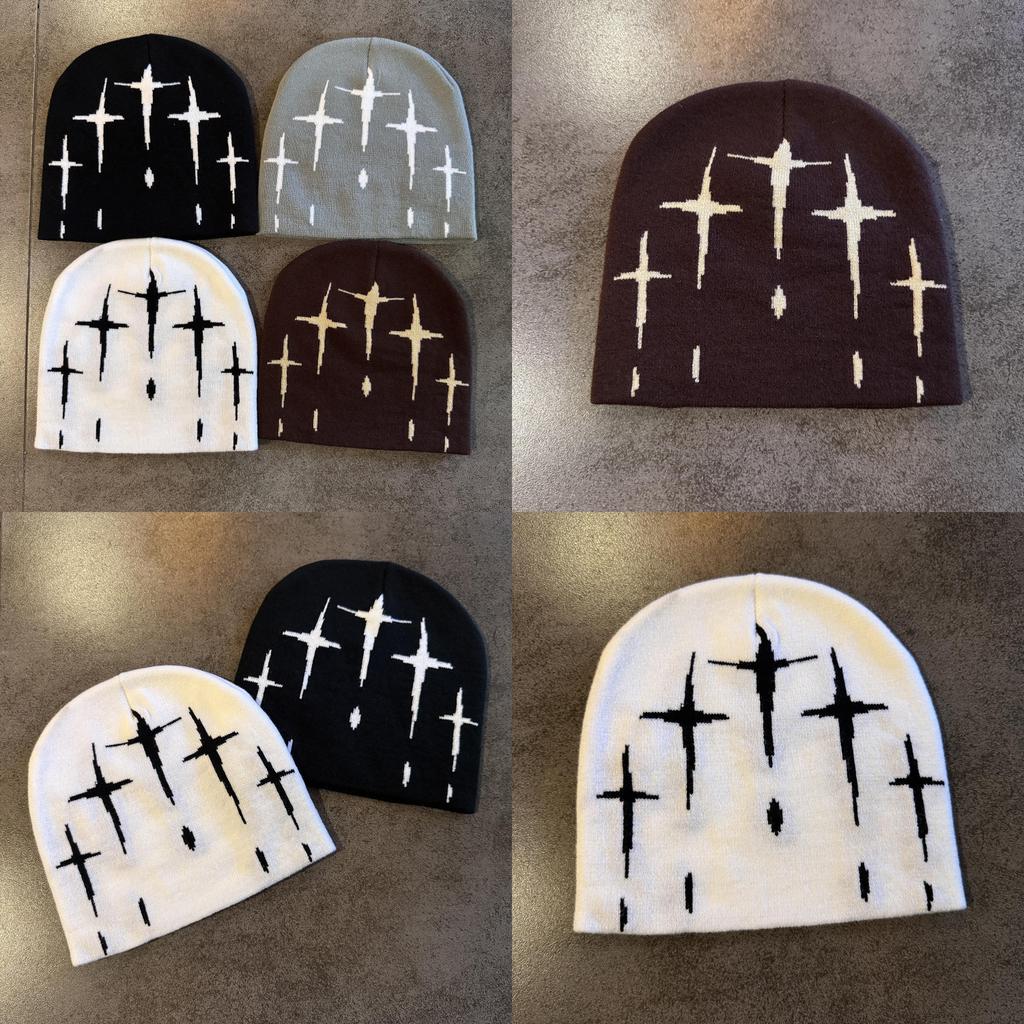 Acrylic Knit Hat For Men Women Fall Winter Warm Beanie With Letter Embroidery