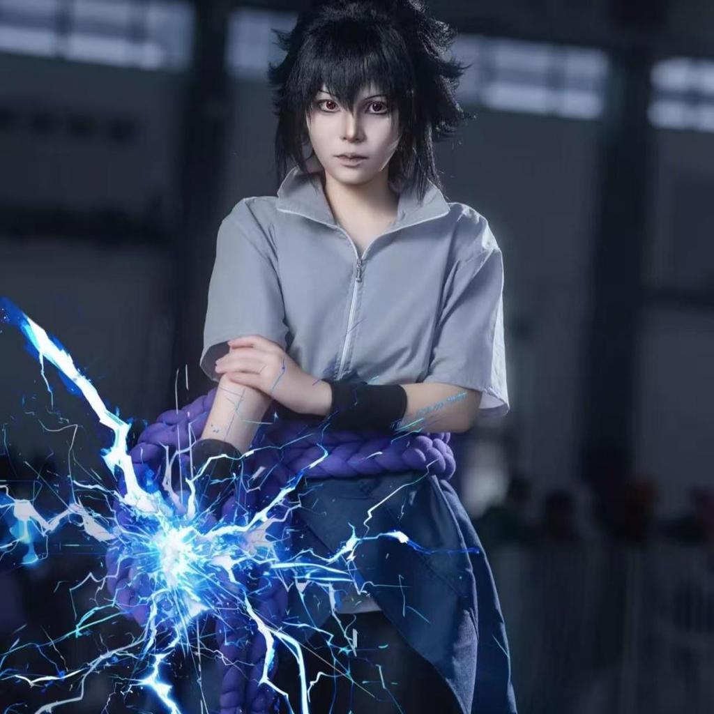 Anime Uchiha Sasuke Cosplay Kostym topp byxor bälte Cos Konvent gåva vuxen Unisex-version