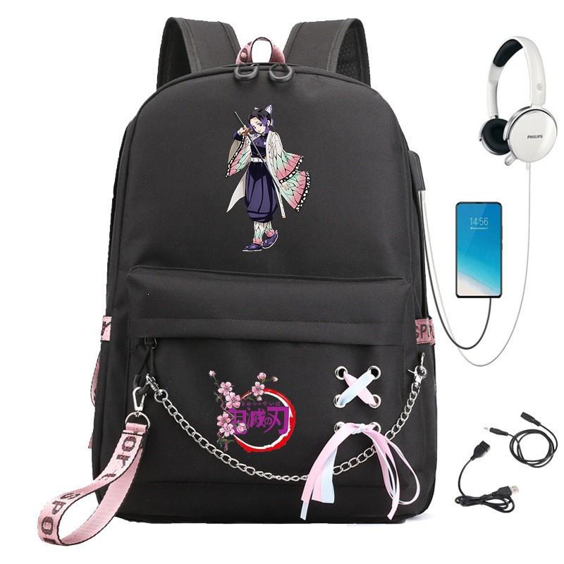 Anime Cosplay School Backpack With Chain Strap Teens - Lightweight Waterproof Canvas Rucksack High Students