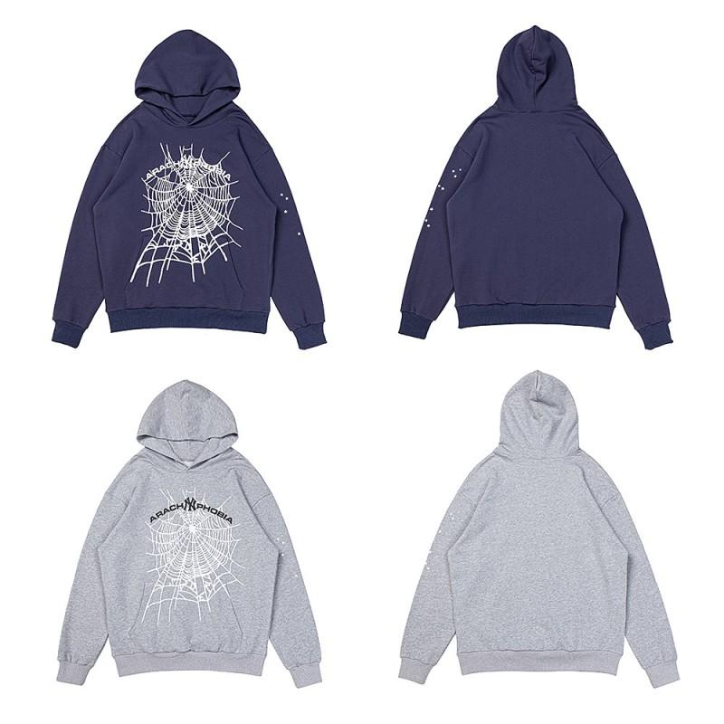 24 Street Spider Web 555 3D Puff Sweatshirt Pants Set Unisex High Casual Sporty