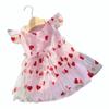Thin Breathable Dog Summer Vest Heart Printed Puppy Wedding Dress Dog Tulle Skirt  Party Outfits