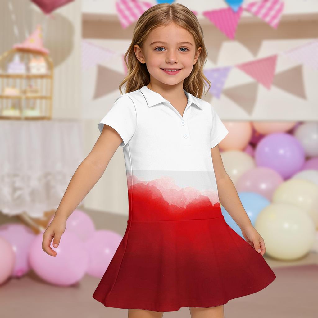Kids'  Dress - Short Sleeve Pocket Color Frock Kids' Collared Dress - Short Sleeve Pocket Frock