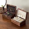 Double Layer Jewelry Storage Box Necklace Rings Organizer Cases Retro Earrings Display Case Desktop Jewellery Collection Boxes