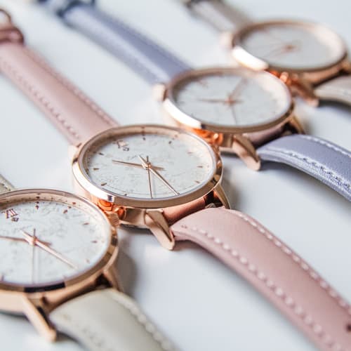 Fieldwork Women's Analog Watch with Leather Strap and Floral Pattern, Gray, Altea YM088-4