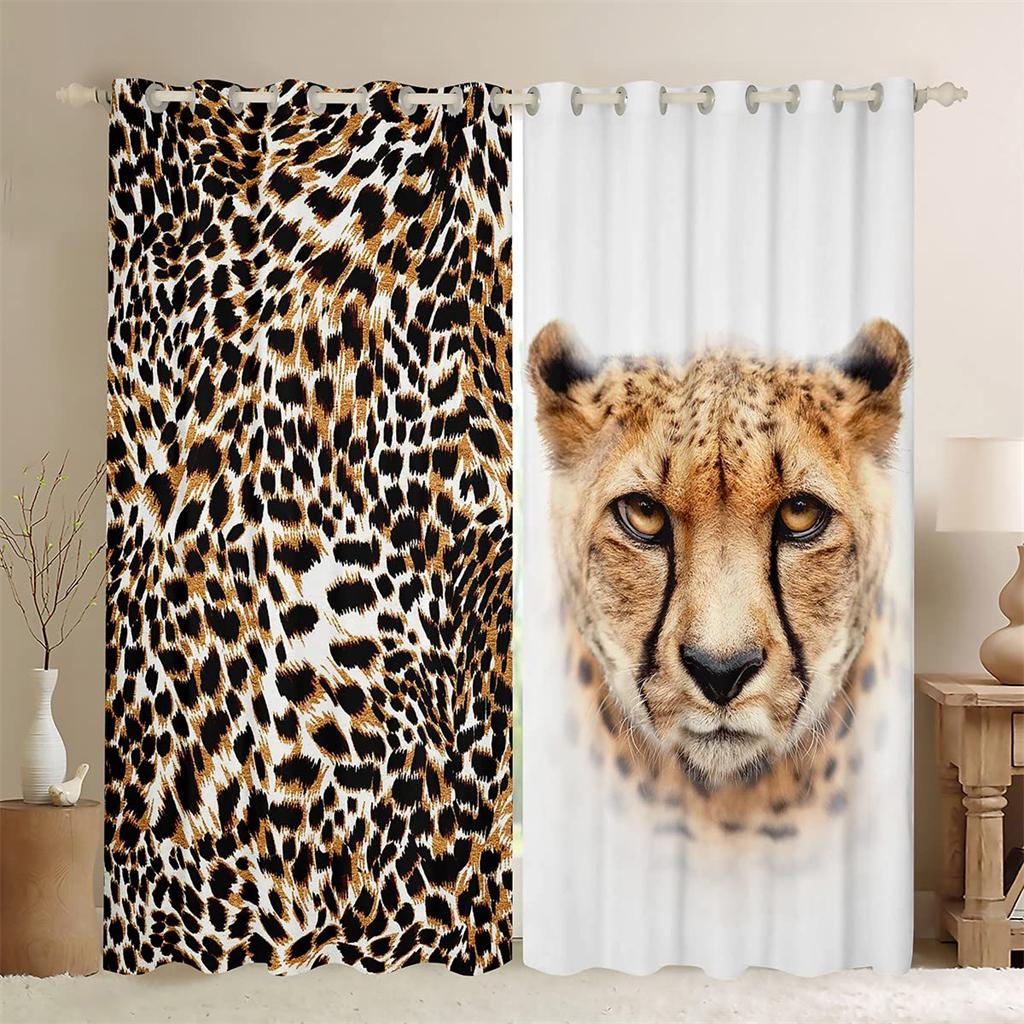 2 Piece Floral Animal Fur Creative Curtains Colorful Cute Cow Fit Living Room Luxury Bedroom Kitchen Balcony Window Decor