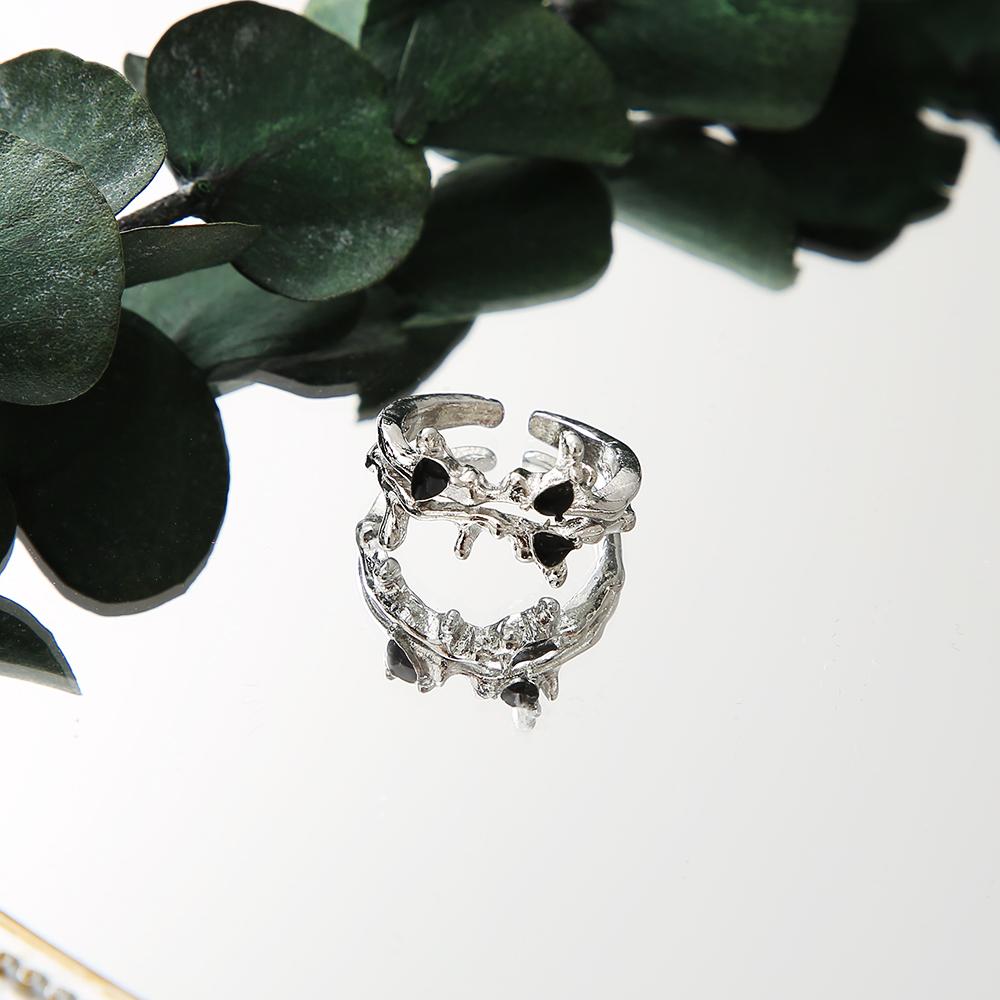 

Kpop Retro Gothic Silver Color Heart Metal Ring For Women Girls Vintage Y2k Crystal Open Rings Punk Geometry Rings Party Jewelry