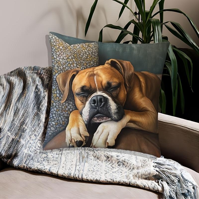 Boxer Dog Design Throw Cushion Covers Chair Living Room Pillowcase Cozy Zipper Sofa Pillow Covers Bedroom Indoor Home Decor