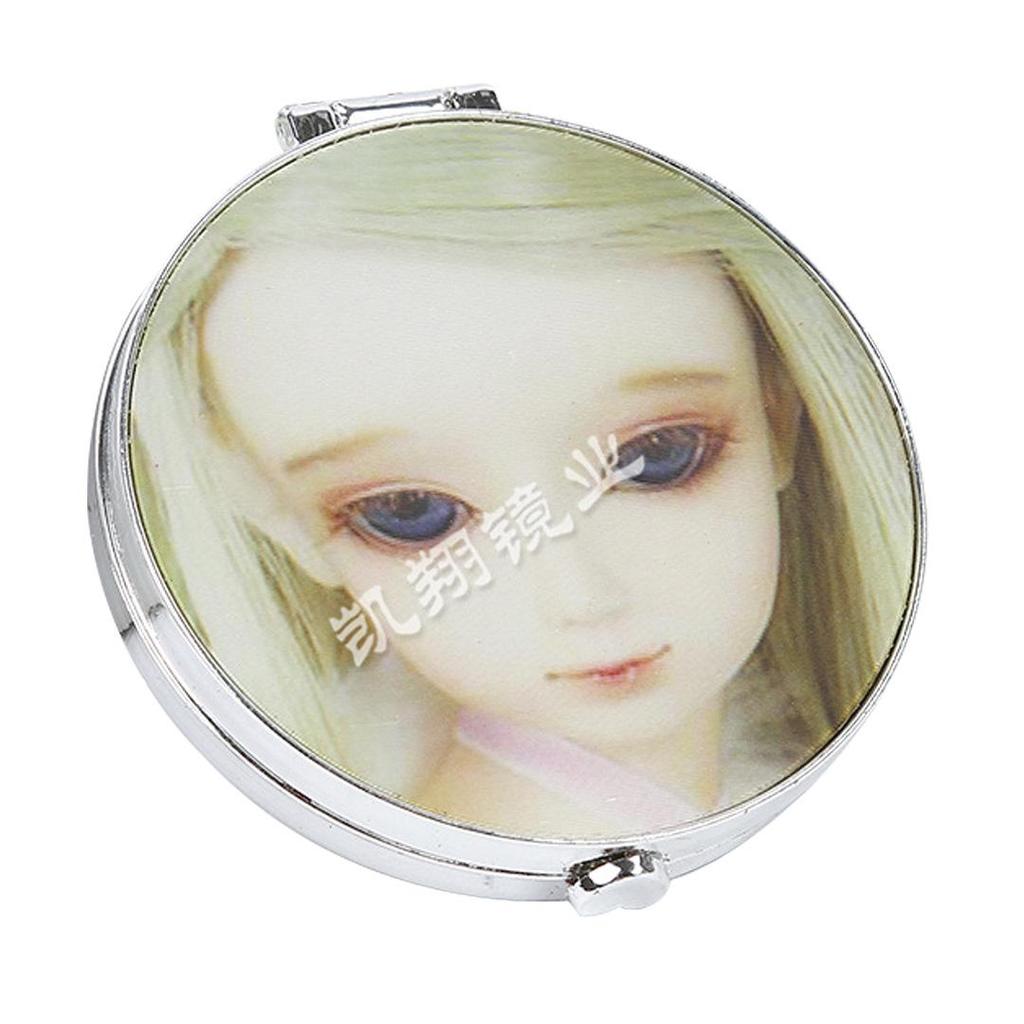 Portable Folding Makeup Mirror with Electroplated Doll Eye Design