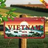 Vintage  Vietnam  License Plate FrameSunset ShipMountain Landscape DesignOutdoor DecorationSuitable for Home Bar