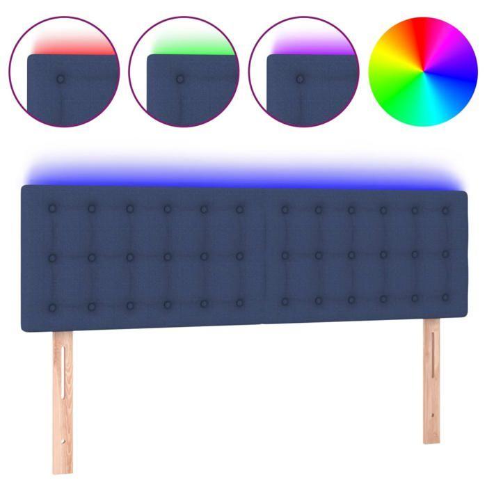 VidaXL Tête de Lit à LED Meuble de Chambre à Coucher Accessoire de Lit Double Tête de Cadre de Lit Intérieur Bleu 3122050