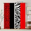 Two Black Red Zebra Leopard Print Curtains Suitable Filtering Light Bedroom Office Kitchen Living Room Made Of Polyester Sitting Window Treatment