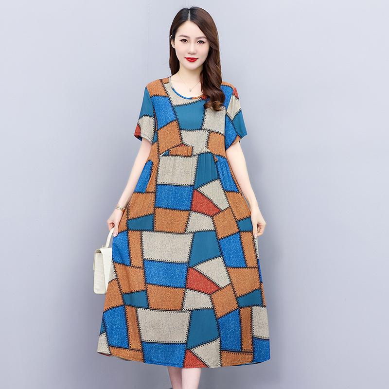 Casualowe letnie sukienki damskie z krótkim rękawem Eleganckie długie sukienki dla pań