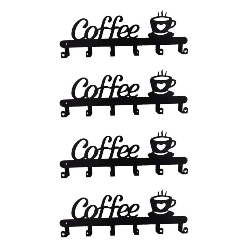 4pcs Space Saving Coffee Cup Storage Organizers Wall Mounted Coffee Cup Rack with Hook Easy To Use Cup Display Holder