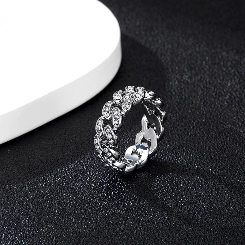 

Hyun Di Cross-Border Hip-Hop 8mm Micro-Paved Cuban Diamond Men s Ring