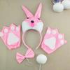 1/3/4pcs Bunnies Costume Set Ears Headband Tail Bowtie Gloves for Kids Halloween Christmas Party Animal Cosplay Costumes