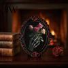 Vintage Style Seasonal Ornaments Halloween Wooden Refrigerator Magnets, Gothic Oval Frame Fridge Magnets with Witch Small Holiday Souvenirs