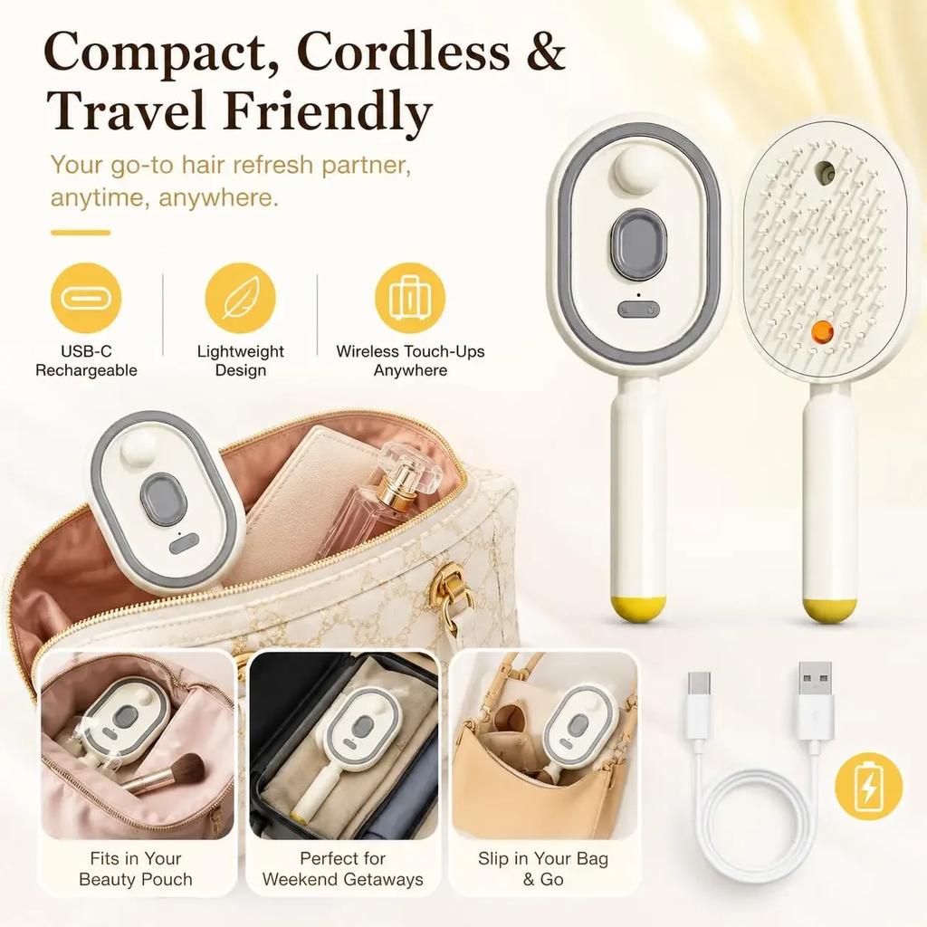Spray Air Cushion Comb for Women Electric Retractable Hair Massage Brush for Thick Fine Curly Hair Electric Steam Brush for Hair