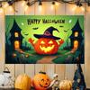Halloween Banner Happy Halloween Tapestry Pumpkin Skeleton Castle Ghost Print Home Party Wall Hanging Decor Flag