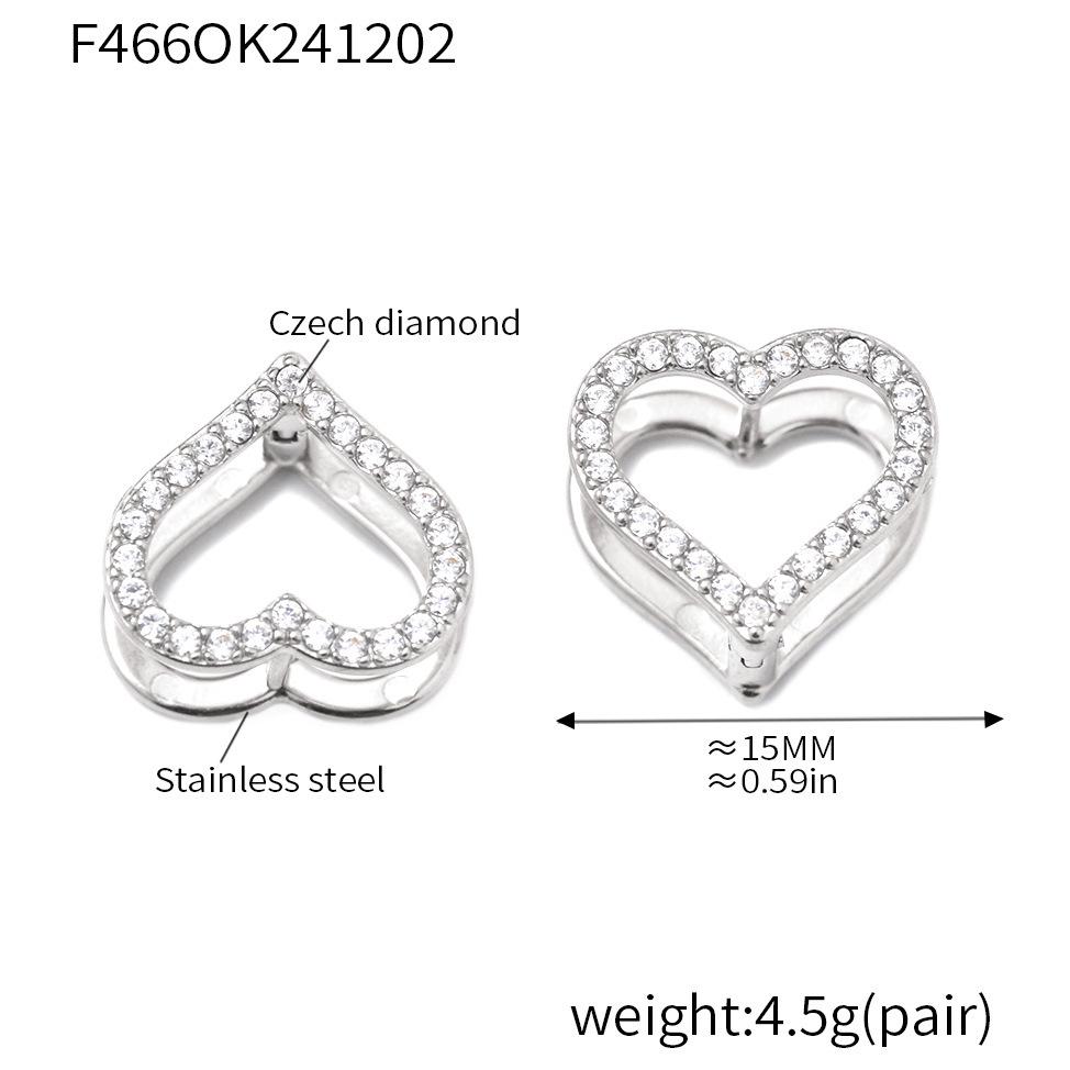 Qiong Yao Stainless Steel Heart-Shaped Zirconia Stud Earrings With Hand-Inlaid Buckle Design