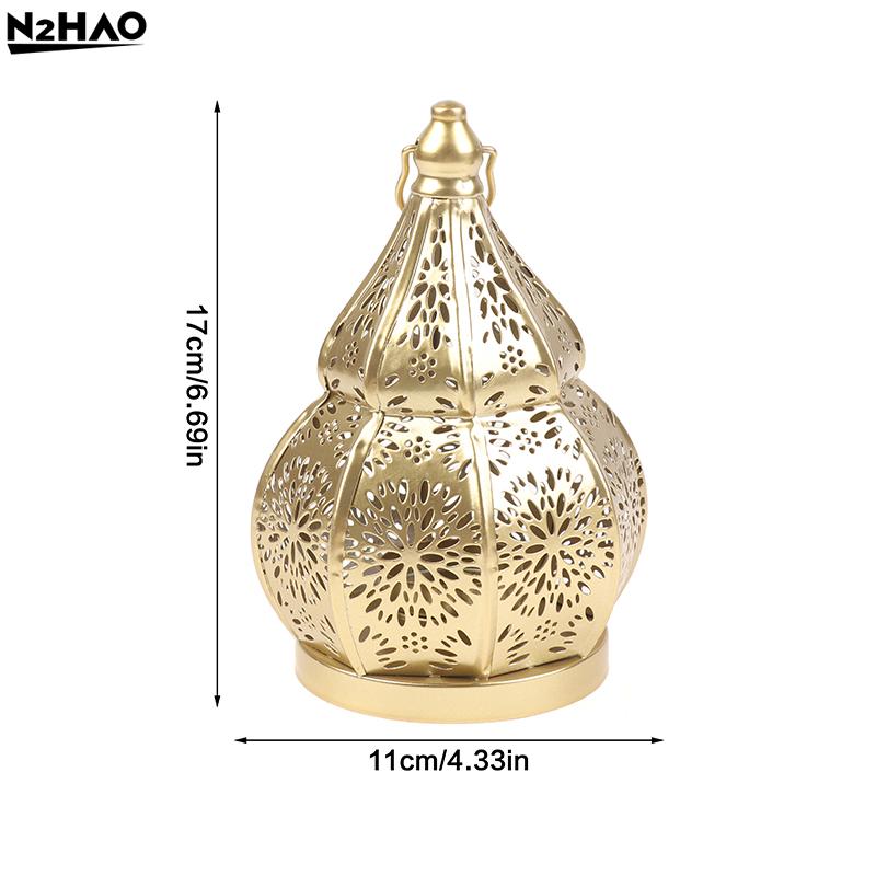 1Pc Hollow Iron Gourd Candlestick Projection Atmosphere Ambient Garden Courtyard Decorative Light Home Ambient Ornament