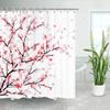 Tenda da Doccia Fiore di Ciliegio Tenda da Doccia Giapponese Floreale Fiore di Ciliegio Fiore di Prugno Decorazione Blu Verde Acqua e Rosa