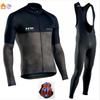 Mens Winter Fleece Cycling Jersey Bib Pants Set Warm Thermal Long Sleeve Outdoor Bike Wear