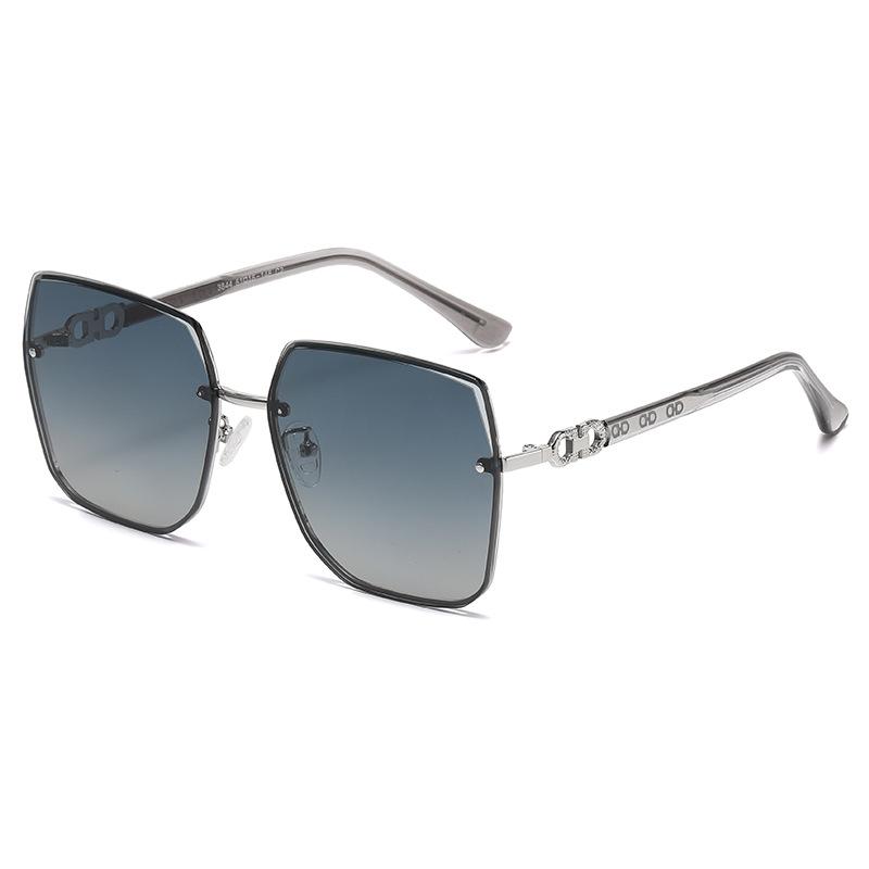 New European and American fashion square hollow polarized sunglasses women's personalized metal glasses legs sunscreen sunglasses women's