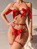 Lingerie erotica sexy Reggiseno e giarrettiere per donna 3 pezzi Set di biancheria intima trasparente Set di biancheria intima da donna sexy Costumi sexy femminili