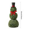 Christmas Artificial Snowman Shaped Topiary Tree Pot with Red Bow Faux Plant for Indoor Outdoor Home Porch Yard Holiday Decor