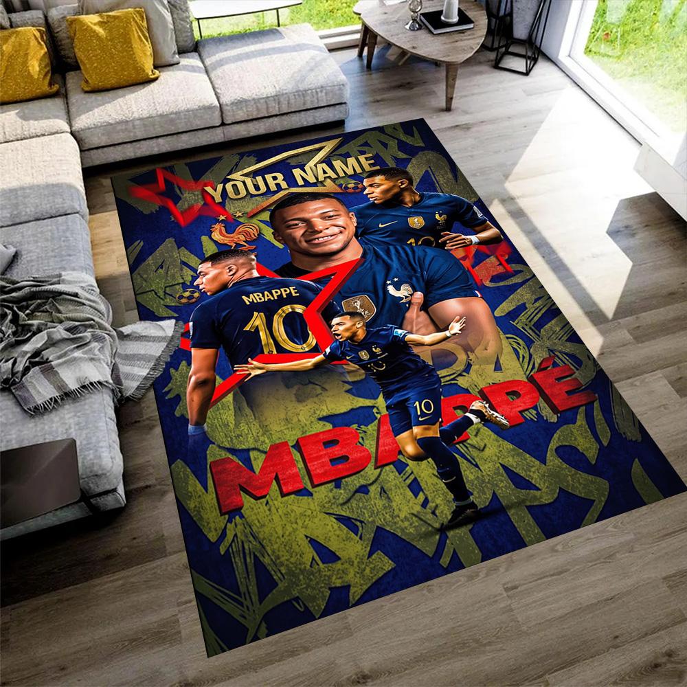 Mbappé Customizable Name Carpet Design for Foyer Study room Dormitory Hallway Antislip Carpet Anime Office Decor Best for Christmas