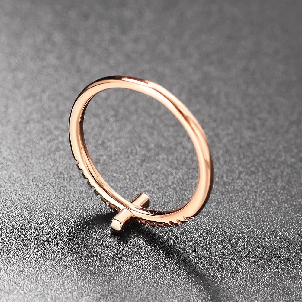 Cross Ring for Women Korean Fashion Micro-inlaid Zircon Dainty Rings Rose Gold Color Crystal Finger Accessories Jewelry R715