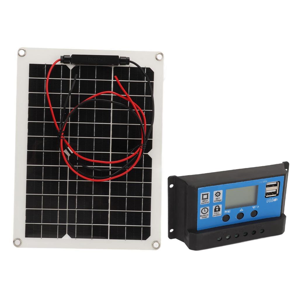 Kit de Painel Solar 15W DC 12V 24V 50A IP67 À Prova Painel Solar de Alta Eficiência e Controlador de Carregador Solar para RV