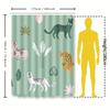Animal Print Shower Curtain, Cat Design, Green Floral Pattern, Polyester Waterproof Fabric, Modern Bathroom Decor Unique Home Ac