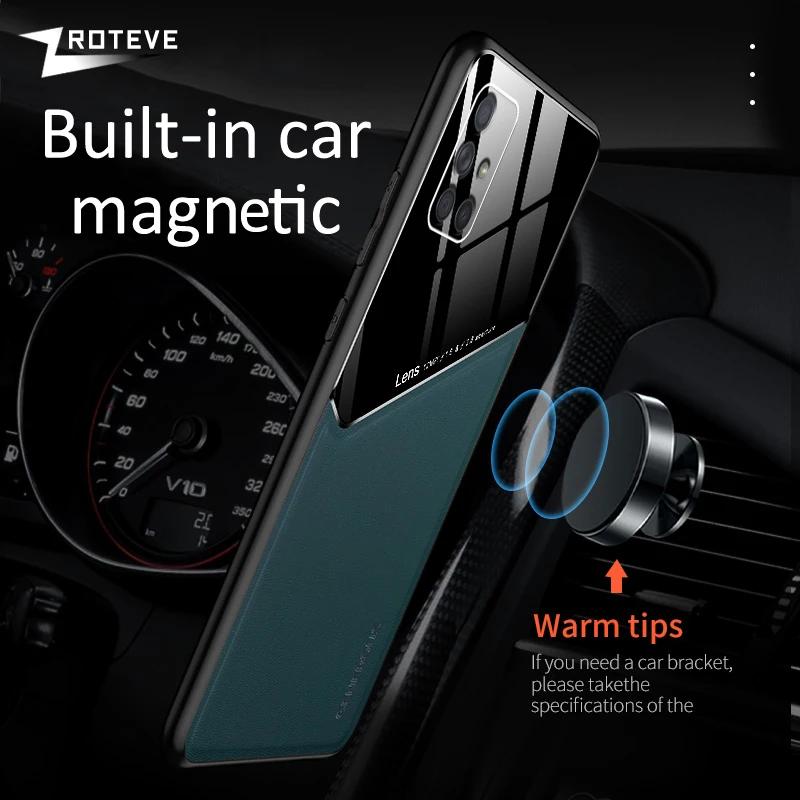 A51 Case PU Leather Car Magnetic Hard PC Cover For Samsung Galaxy A71 A51 A32 A52 A72 A52s M52 Shockproof Phone Cases