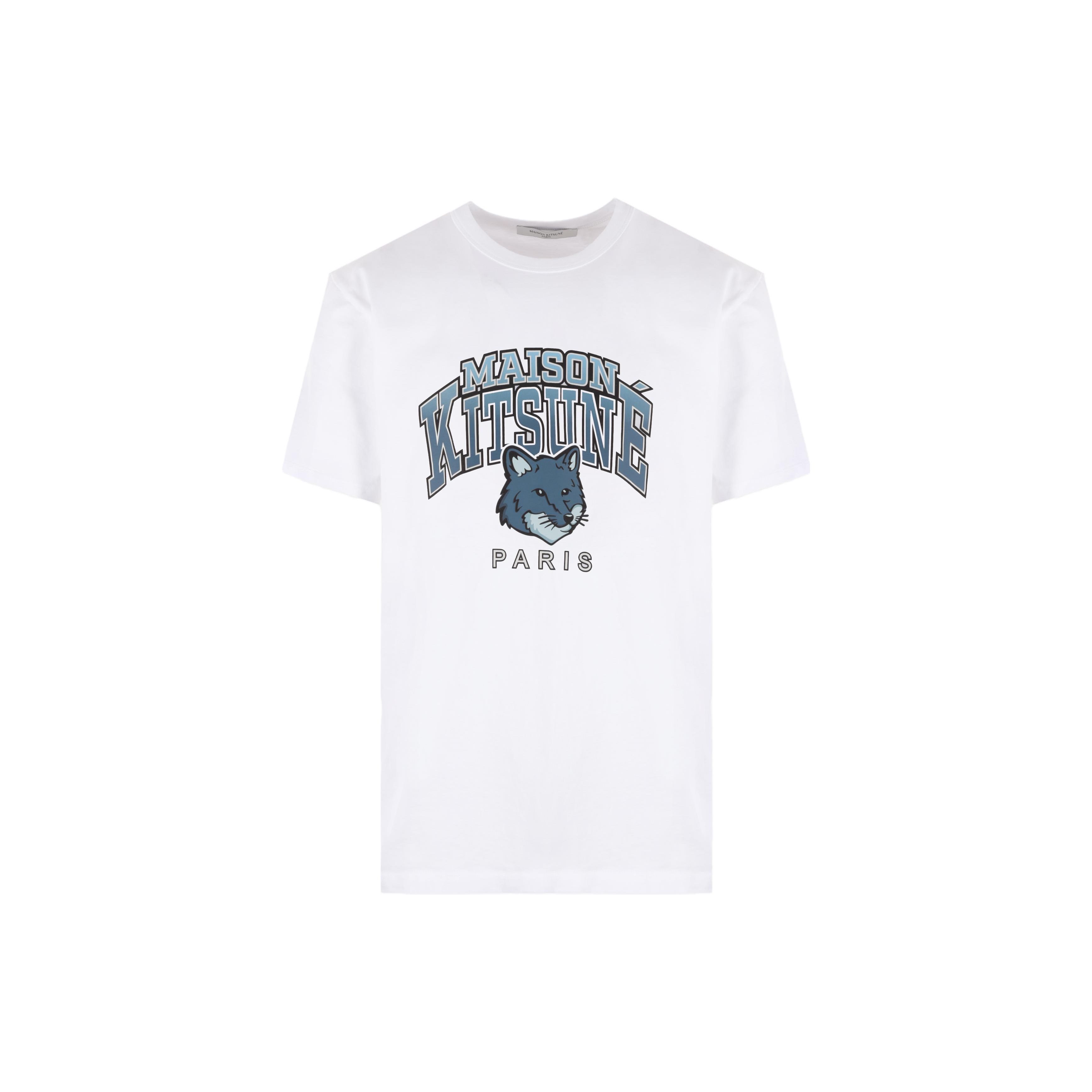 

Футболка Maison Kitsune Campus Fox Relaxed, белая, мужская, уличная, LM00112KJ0035-P100 XS