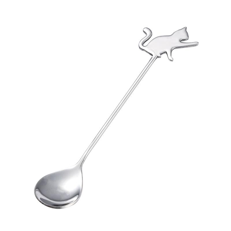 Cute Cat Shaped Stainless Steel Coffee Spoon Stirring Spoon Suitable for Dessert Snack Ice Cream Teaspoon Kitchen Tableware 2025