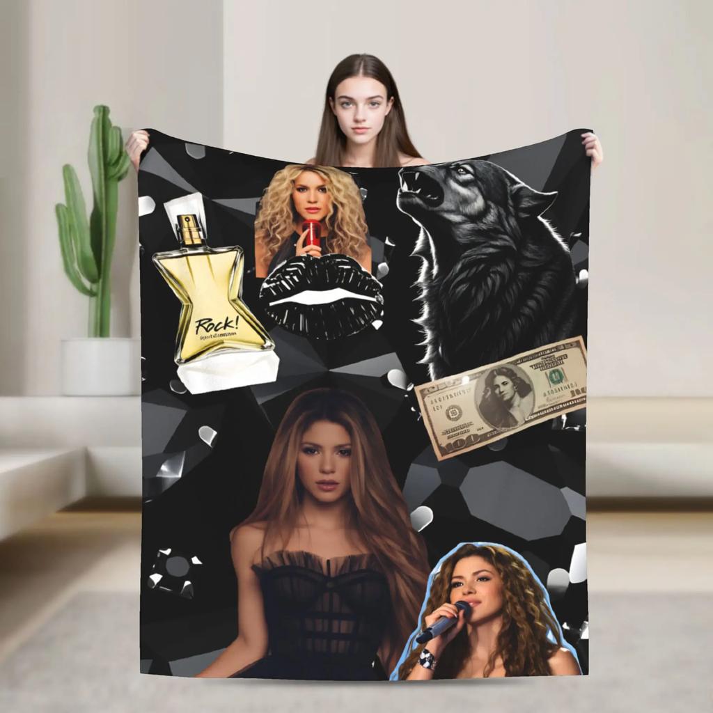 Warm Blanket Decorative Shakira Throw Blanket Singer Pop Flannel Bedspread For Living Room Street Trend Sofa Bed Cover