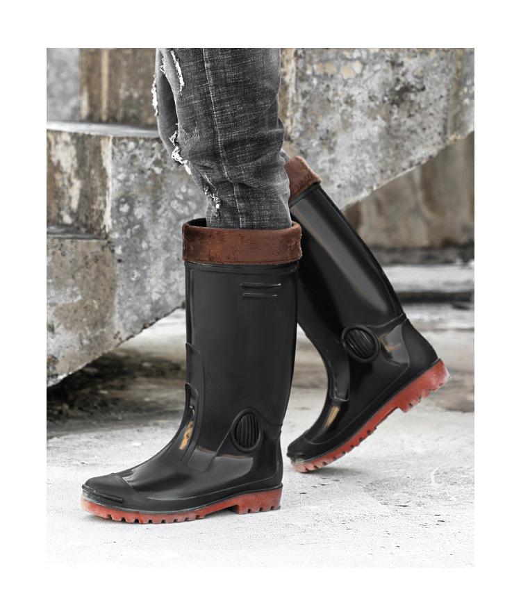 Men's Waterproof Non-Slip High-Top Rain Boots, Thick-Soled and Wear-Resistant for Fishing, Work, and Mining.