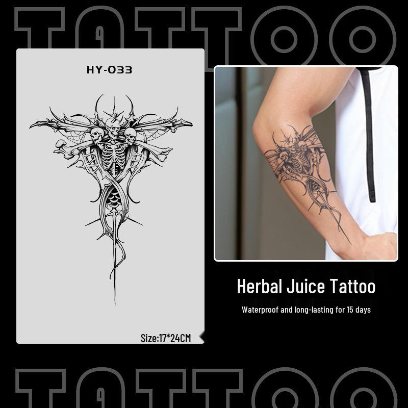 Japanese Traditional Tattoo Waterproof Sticker: Men's Long-lasting Floral Arm Pattern.