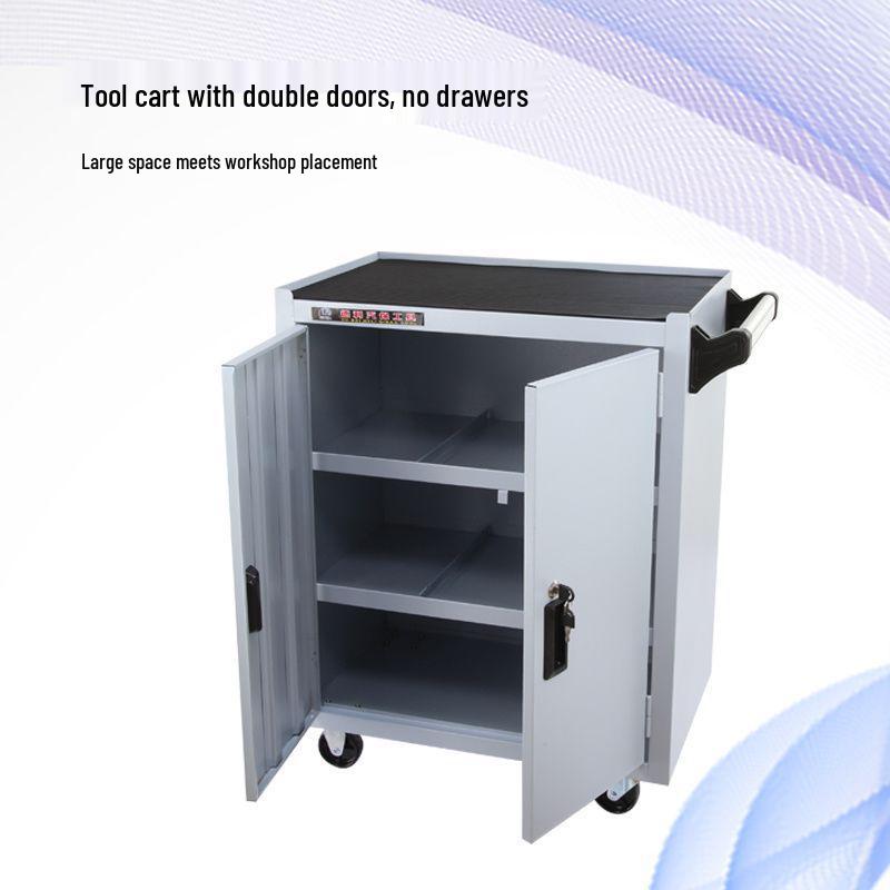 Movable Three-Layer Hand Cart: Multi-functional Auto Repair & Household Tool Box with Cabinet Door
