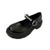 French Retro Small Leather Shoes Female British 2025 New Pearl Fairy Word with Platform Mary Jane Jk Single Shoes