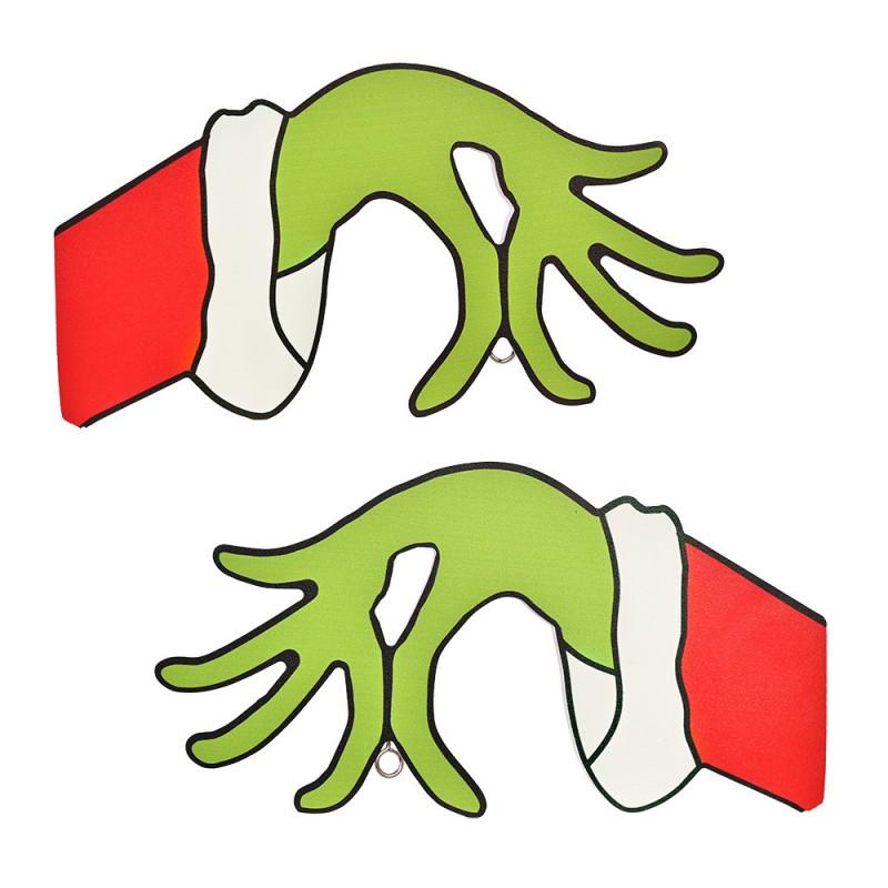 Wooden Christmas Door Hanger With Grinch Wreath Decorative Sign Home Holiday Party Decoration