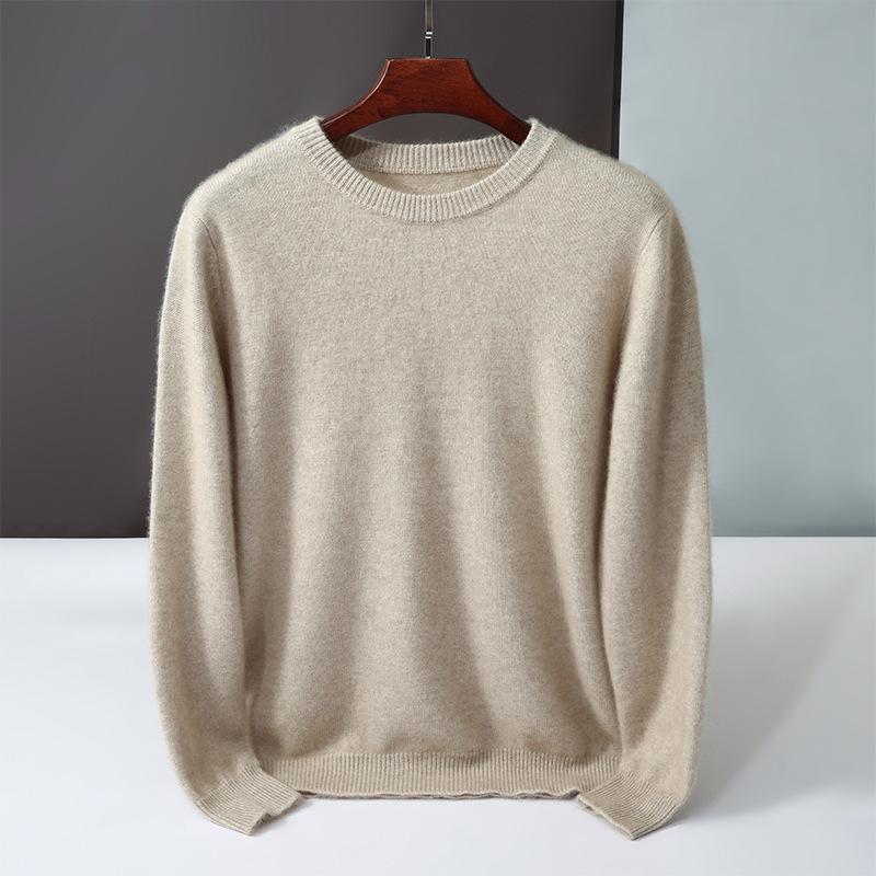 New round neck 100 pure cashmere sweater solid color loose thickened pullover knitted primed warm sweater