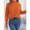 Women's Knitted Sweater Autumn/Winter Top Casual Cable-Knit Off-Shoulder Half-High Neck Long-Sleeved Pullover Women's Wear