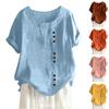 Women's Fashion Casual Solid Color Round Neck Short Sleeve Cotton Linen T-Shirt Top