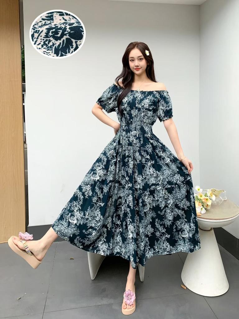 Off-Shoulder One-Neck Cotton Silk Dress Children's Summer Dress Bohemian Island Vacation Dress Travel Beach Dress